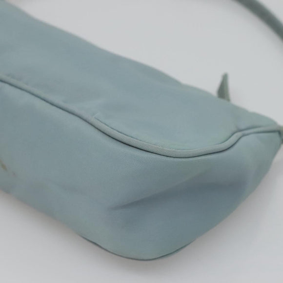 PRADA Accessory Pouch Nylon Light Blue Silver Auth ac3837