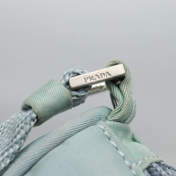 PRADA Accessory Pouch Nylon Light Blue Silver Auth ac3837