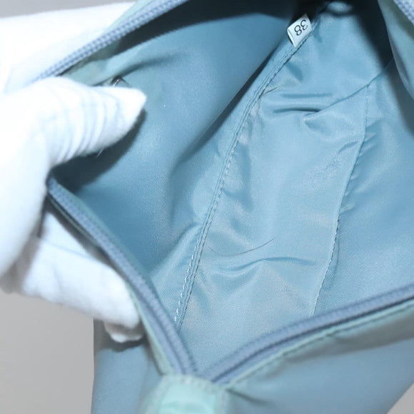 PRADA Accessory Pouch Nylon Light Blue Silver Auth ac3837