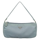 PRADA Accessory Pouch Nylon Light Blue Silver Auth ac3837-13
