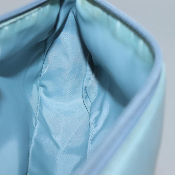PRADA Accessory Pouch Nylon Light Blue Silver Auth ac3837