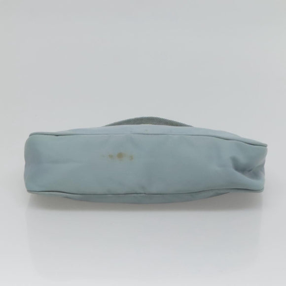 PRADA Accessory Pouch Nylon Light Blue Silver Auth ac3837