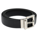 PRADA Belt Leather 35.4"" Black Silver Auth ac3838-1