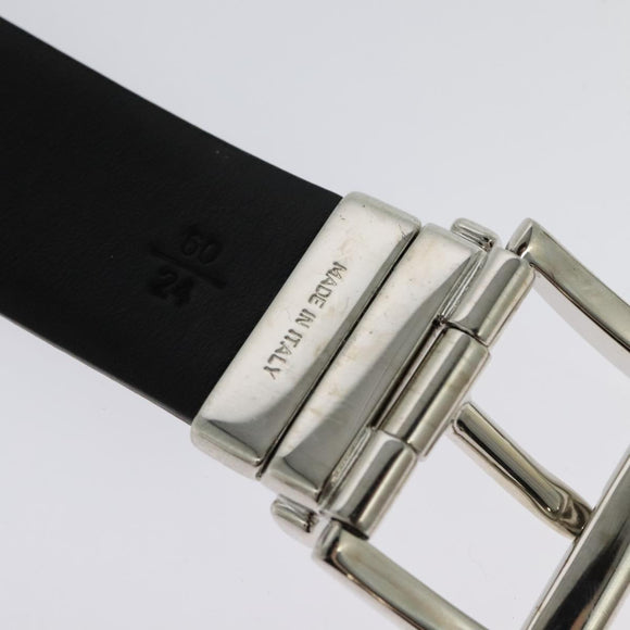 PRADA Belt Leather 35.4"" Black Silver Auth ac3838