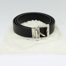 PRADA Belt Leather 35.4"" Black Silver Auth ac3838-18