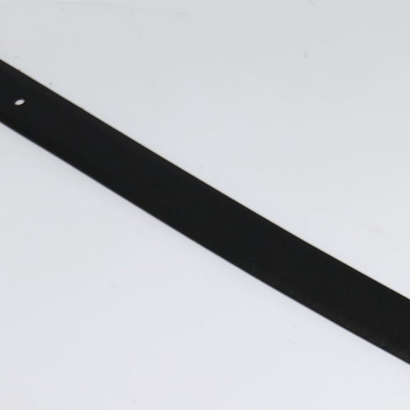 PRADA Belt Leather 35.4"" Black Silver Auth ac3838