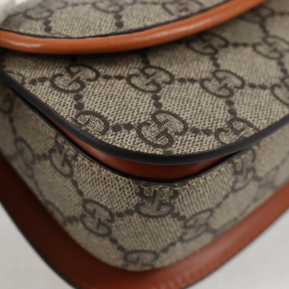 GUCCI GG Supreme Bamboo 1947 Horsebit Waist bag PVC Beige 681137 Auth ac3847M