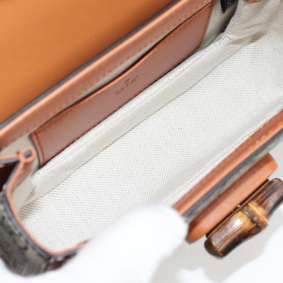 GUCCI GG Supreme Bamboo 1947 Horsebit Waist bag PVC Beige 681137 Auth ac3847M