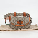 GUCCI GG Supreme Bamboo 1947 Horsebit Waist bag PVC Beige 681137 Auth ac3847M-12