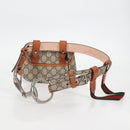 GUCCI GG Supreme Bamboo 1947 Horsebit Waist bag PVC Beige 681137 Auth ac3847M-7