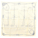 HERMES Carre 90 Scarf ""CHEVAL DE MER"" Silk Cream Auth ac3849-1