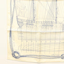 HERMES Carre 90 Scarf ""CHEVAL DE MER"" Silk Cream Auth ac3849-8