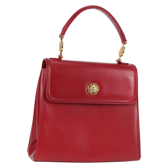 VERSACE Hand Bag Leather Red Gold Auth ac3851V
