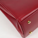 VERSACE Hand Bag Leather Red Gold Auth ac3851V-9