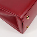 VERSACE Hand Bag Leather Red Gold Auth ac3851V-15