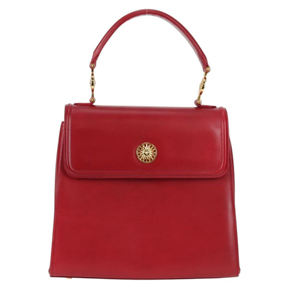 VERSACE Hand Bag Leather Red Gold Auth ac3851V