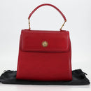 VERSACE Hand Bag Leather Red Gold Auth ac3851V-12