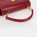 VERSACE Hand Bag Leather Red Gold Auth ac3851V-7