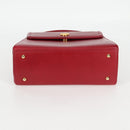 VERSACE Hand Bag Leather Red Gold Auth ac3851V-5