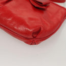 Miu Miu Accessory Pouch Leather Red Gold Auth ac3852-11