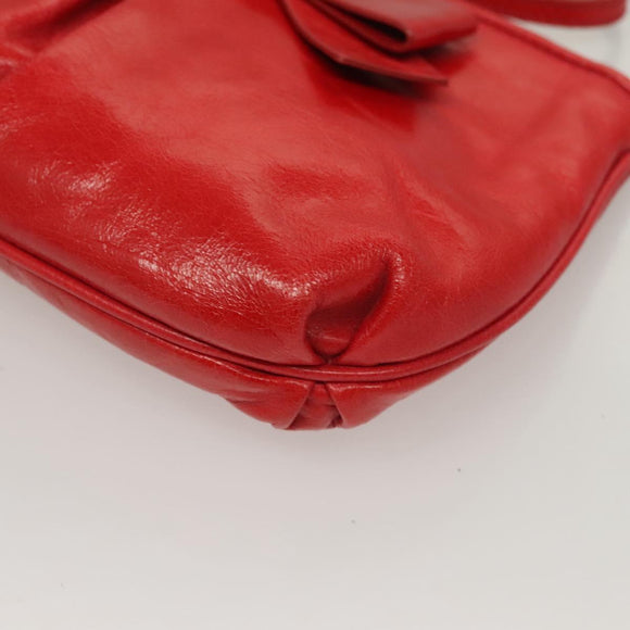 Miu Miu Accessory Pouch Leather Red Gold Auth ac3852