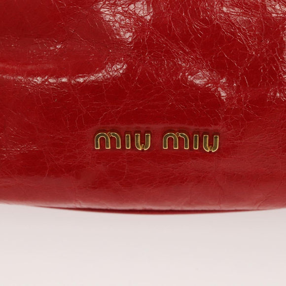 Miu Miu Accessory Pouch Leather Red Gold Auth ac3852