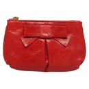 Miu Miu Accessory Pouch Leather Red Gold Auth ac3852-2