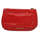 Miu Miu Accessory Pouch Leather Red Gold Auth ac3852-3