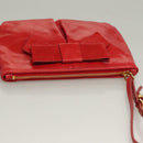 Miu Miu Accessory Pouch Leather Red Gold Auth ac3852-6