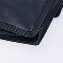 LOEWE Anagram Clutch Bag Leather Navy Gold Auth ac3856-15