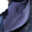 LOEWE Anagram Clutch Bag Leather Navy Gold Auth ac3856-11