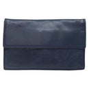 LOEWE Anagram Clutch Bag Leather Navy Gold Auth ac3856-13