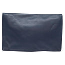 LOEWE Anagram Clutch Bag Leather Navy Gold Auth ac3856-2