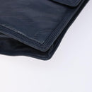 LOEWE Anagram Clutch Bag Leather Navy Gold Auth ac3856-7