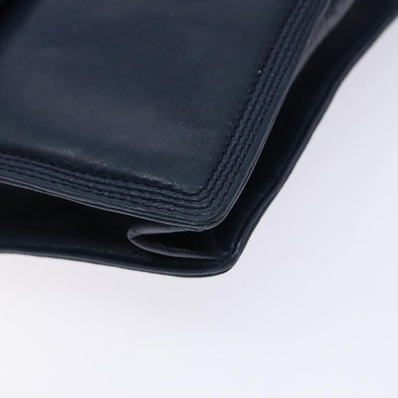 LOEWE Anagram Clutch Bag Leather Navy Gold Auth ac3856