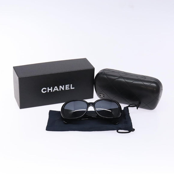 CHANEL Sunglasses Plastic Black CC Auth ac3857