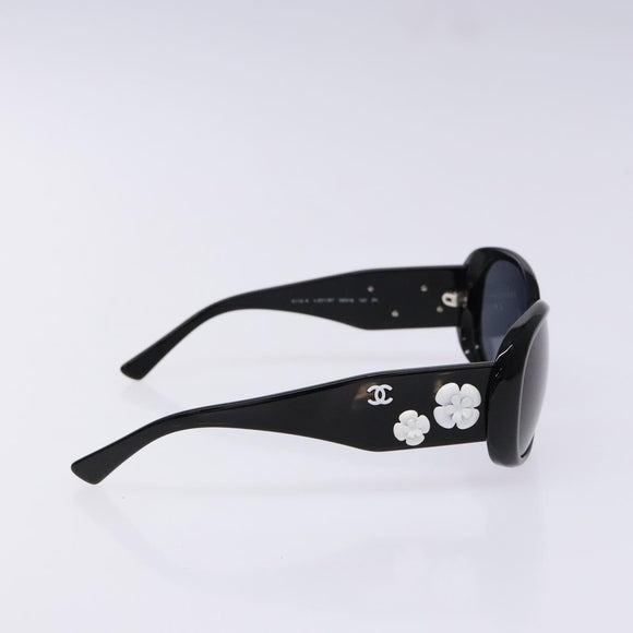 CHANEL Sunglasses Plastic Black CC Auth ac3857