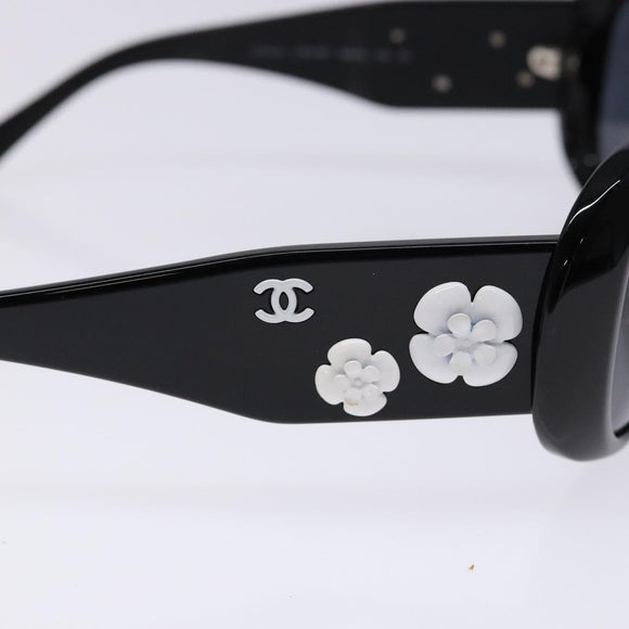 CHANEL Sunglasses Plastic Black CC Auth ac3857