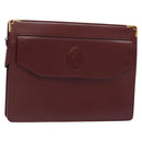 CARTIER Must Line Clutch Bag Leather Bordeaux Gold Auth ac3860-1