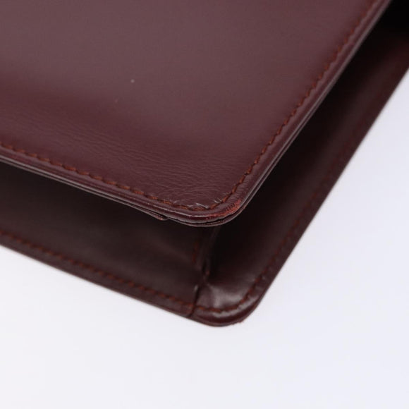 CARTIER Must Line Clutch Bag Leather Bordeaux Gold Auth ac3860