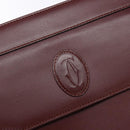 CARTIER Must Line Clutch Bag Leather Bordeaux Gold Auth ac3860-17