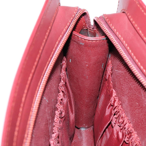 CARTIER Must Line Clutch Bag Leather Bordeaux Gold Auth ac3860