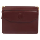 CARTIER Must Line Clutch Bag Leather Bordeaux Gold Auth ac3860-13