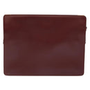 CARTIER Must Line Clutch Bag Leather Bordeaux Gold Auth ac3860-2