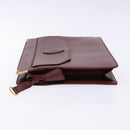 CARTIER Must Line Clutch Bag Leather Bordeaux Gold Auth ac3860-4