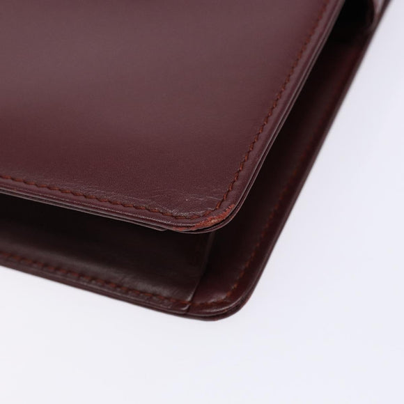 CARTIER Must Line Clutch Bag Leather Bordeaux Gold Auth ac3860