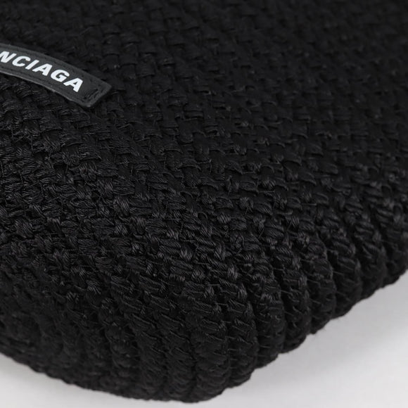 BALENCIAGA Ibiza Small Shoulder Bag Nylon Black Silver 695612 Auth ac3862M