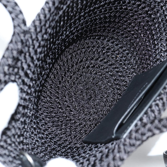 BALENCIAGA Ibiza Small Shoulder Bag Nylon Black Silver 695612 Auth ac3862M