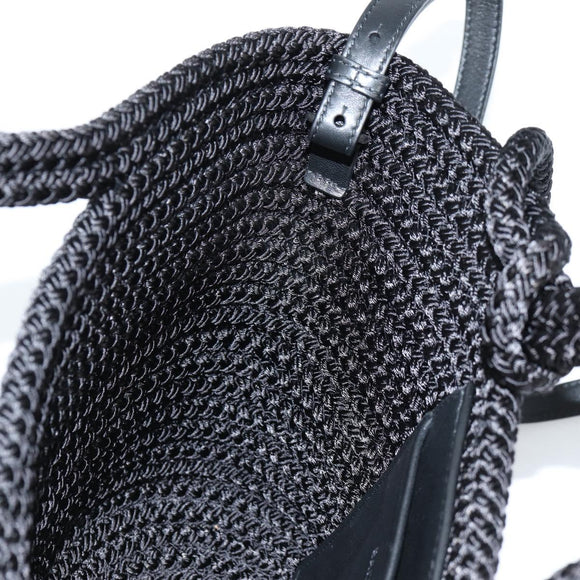 BALENCIAGA Ibiza Small Shoulder Bag Nylon Black Silver 695612 Auth ac3862M