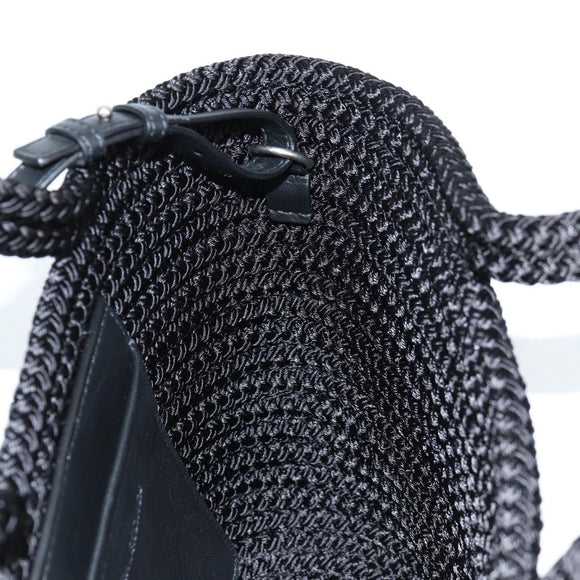 BALENCIAGA Ibiza Small Shoulder Bag Nylon Black Silver 695612 Auth ac3862M